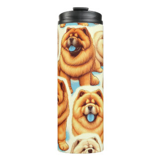Retro Chow-Chow Naadloos Patroon Thermosbeker