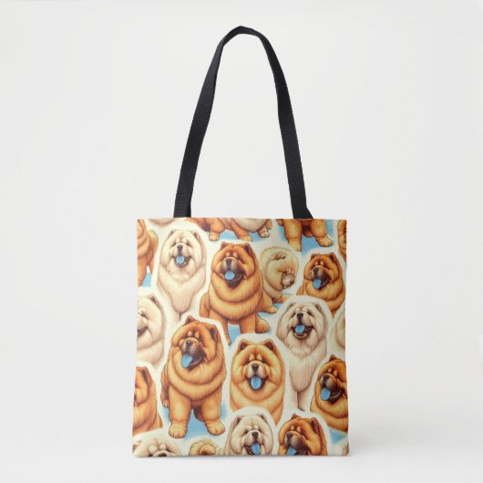 Retro Chow-Chow Naadloos Patroon Tote Bag (Voorkant)