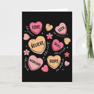 Retro christelijke valentijnssuikerhartjes Jezus v Kaart