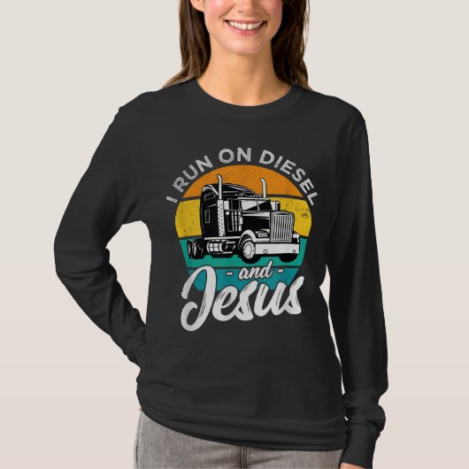 Retro Christelijke vrachtwagenchauffeur bij diesel T-shirt (Voorkant)