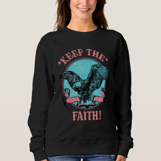 Retro Christian Eagle Keep The Faith Bible Verse R Trui (Voorkant)