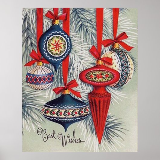 Retro  Christma bulbs Holiday poster (Voorkant)