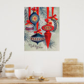 Retro  Christma bulbs Holiday poster (Keuken)