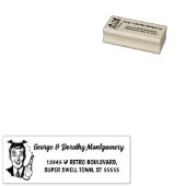 Retro Christmas 1950s Man naam en retour adres Rubberstempel (Gestempeld)