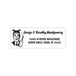 Retro Christmas 1950s Man naam en retour adres Rubberstempel