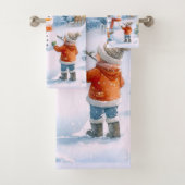 Retro Christmas 1950's Snowman  Bad Handdoek (Insitu)