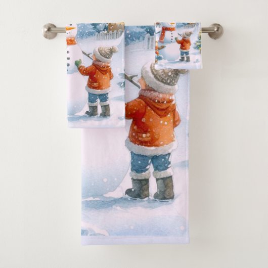 Retro Christmas 1950's Snowman Bad Handdoek (Insitu)