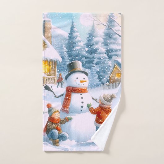 Retro Christmas 1950's Snowman  Bad Handdoek (Handdoek)