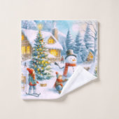 Retro Christmas 1950's Snowman Bad Handdoek (Wasdoekje)