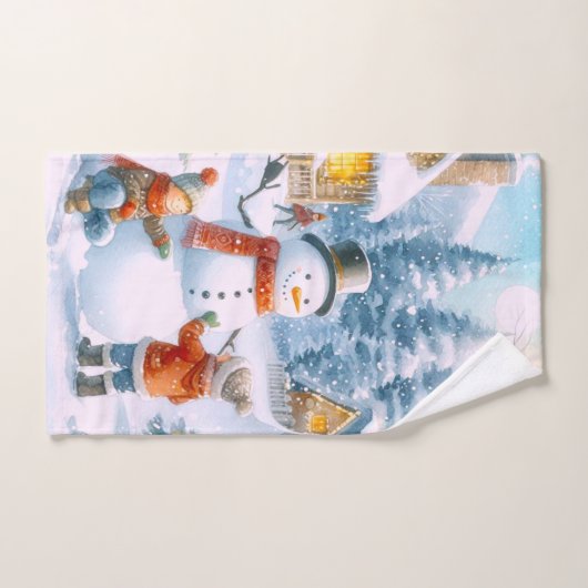 Retro Christmas 1950's Snowman  Bad Handdoek (Handdoek)