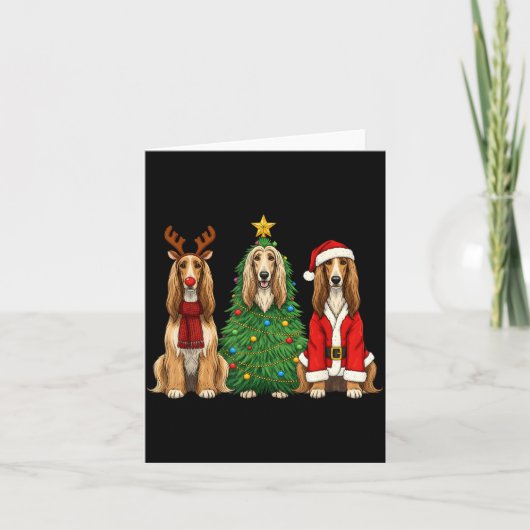 Retro Christmas Afghan Hound Santa Reindeer Dog Lo Kaart (Voorkant)