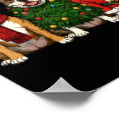 Retro Christmas American Bully Santa Reindeer Dog  Poster (Hoek)