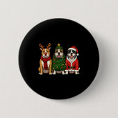 Retro Christmas American Bully Santa Reindeer Dog Ronde Button 5,7 Cm (Voorkant)