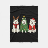 Retro Christmas American Eskimo Dog Santa Reindeer Fleece Deken (Voorkant)