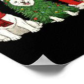 Retro Christmas American Eskimo Dog Santa Reindeer Poster (Hoek)