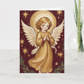 Retro Christmas Angel Art Aangepaste tekst Kaart (Voorkant)