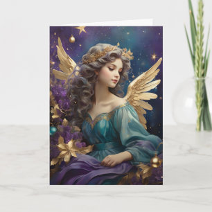 Retro Christmas Angel Art Custom Bericht Kaart