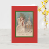 RETRO CHRISTMAS ANGEL CUSTOKaart Kaart (Gele Bloem)