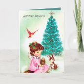  retro Christmas Angel tekstkaart toevoegen Feestdagen Kaart (Voorkant)