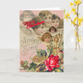 RETRO CHRISTMAS ANGELS Wenskaart Kaart (Gele Bloem)
