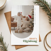 Retro Christmas Arch Frame Family Photo Postcard Briefkaart