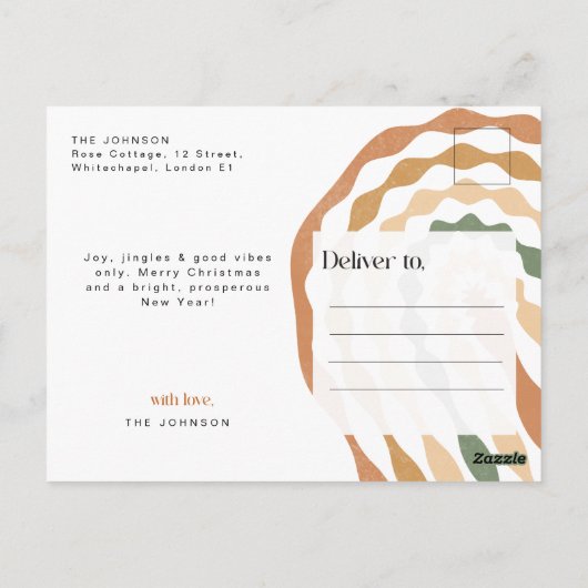 Retro Christmas Arch Frame Family Photo Postcard Briefkaart (Achterkant)