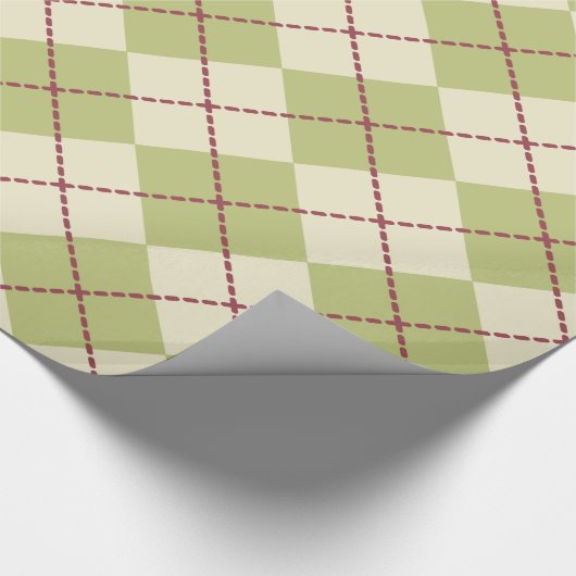 Retro Christmas Argyle Patroon Inpakpapier (Hoek)