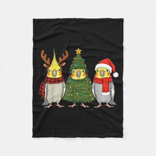 Retro Christmas Atiel Parrot Santa Reindeer Fleece Deken (Voorkant)
