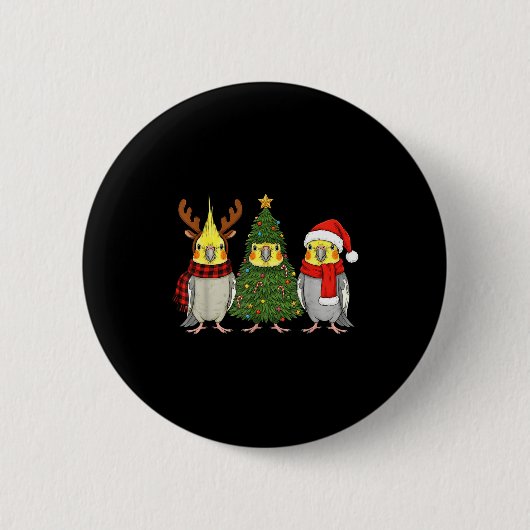 Retro Christmas Atiel Parrot Santa Reindeer Ronde Button 5,7 Cm (Voorkant)
