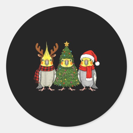 Retro Christmas Atiel Parrot Santa Reindeer  Ronde Sticker (Voorkant)
