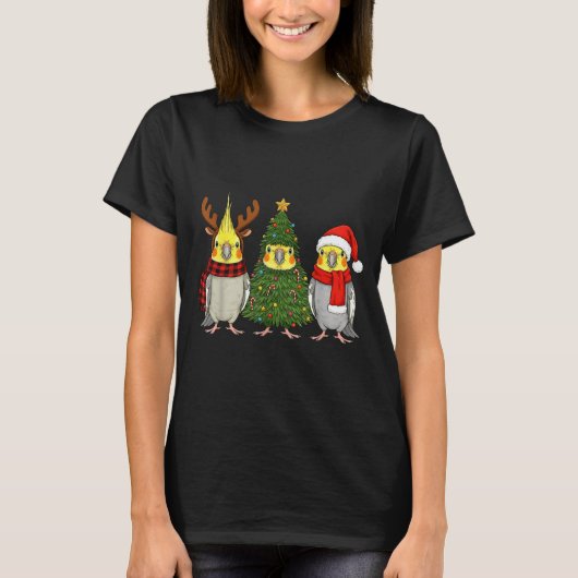 Retro Christmas Atiel Parrot Santa Reindeer  T-shirt (Voorkant)