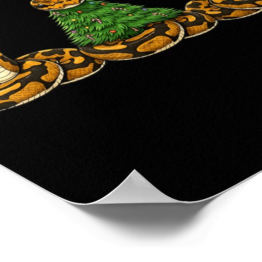 Retro Christmas Ball Python Snake Santa Reindeer  Poster (Hoek)