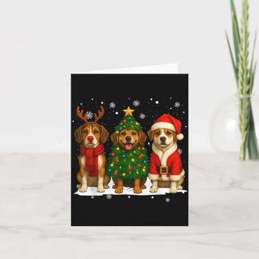 Retro Christmas Beagle Santa Reindeer Dog Lover  Kaart (Voorkant)