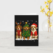 Retro Christmas Beagle Santa Reindeer Dog Lover  Kaart (Gele Bloem)