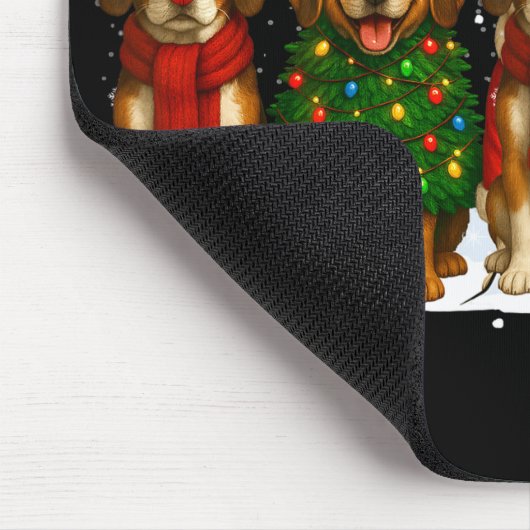 Retro Christmas Beagle Santa Reindeer Dog Lover  Muismat (Hoek)