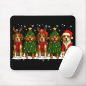 Retro Christmas Beagle Santa Reindeer Dog Lover  Muismat (Met muis)