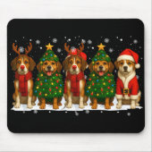Retro Christmas Beagle Santa Reindeer Dog Lover  Muismat (Voorkant)