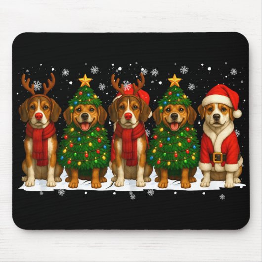 Retro Christmas Beagle Santa Reindeer Dog Lover  Muismat (Voorkant)