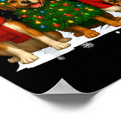 Retro Christmas Beagle Santa Reindeer Dog Lover  Poster (Hoek)