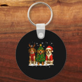 Retro Christmas Beagle Santa Reindeer Dog Lover  Sleutelhanger (Voorkant)