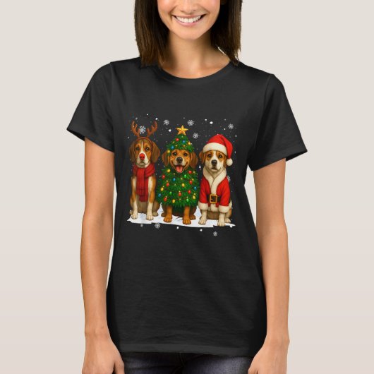 Retro Christmas Beagle Santa Reindeer Dog Lover  T-shirt (Voorkant)