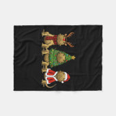 Retro Christmas Bearded Dragon Santa Reindeer  Fleece Deken (Voorkant (Horizontaal))