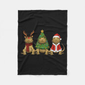 Retro Christmas Bearded Dragon Santa Reindeer  Fleece Deken (Voorkant)