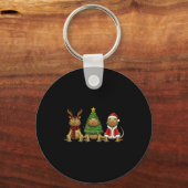 Retro Christmas Bearded Dragon Santa Reindeer  Sleutelhanger (Voorkant)