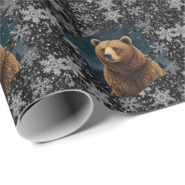 Retro Christmas beer middernacht sneeuwlandschap Cadeaupapier