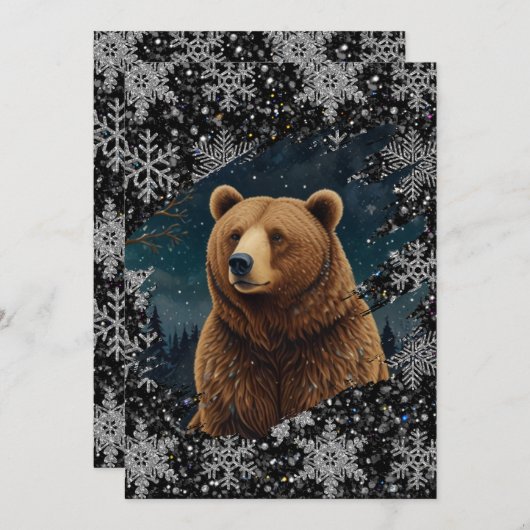 Retro Christmas beer middernacht sneeuwlandschap Kaart (Voorkant / Achterkant)