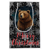 Retro Christmas beer middernacht sneeuwlandschap Medium Cadeauzakje (Voorkant)