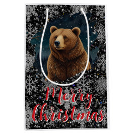 Retro Christmas beer middernacht sneeuwlandschap Medium Cadeauzakje