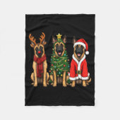 Retro Christmas Belgian Malinois Santa Reindeer Do Fleece Deken (Voorkant)