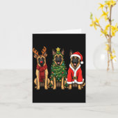 Retro Christmas Belgian Malinois Santa Reindeer Do Kaart (Gele Bloem)